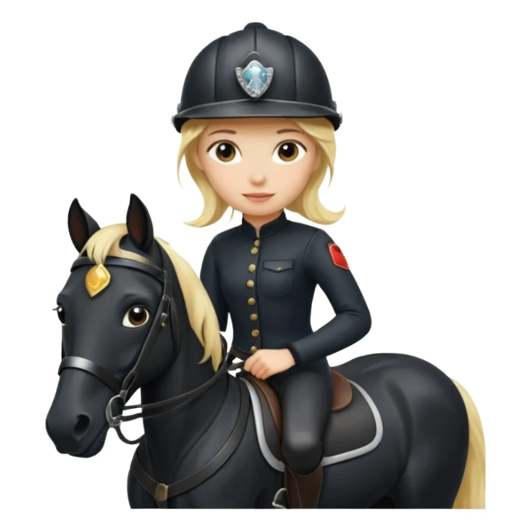 Blonde girl riding a black horse sticker