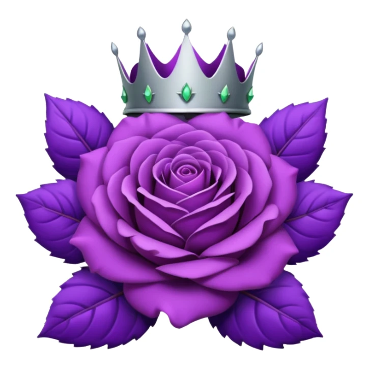 Purple rose with silver crown and a purple emblem leaf wreath sticker