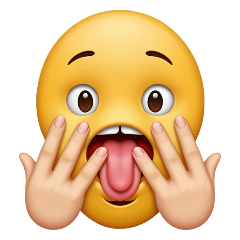 Tongue sticking out between fingers sticker