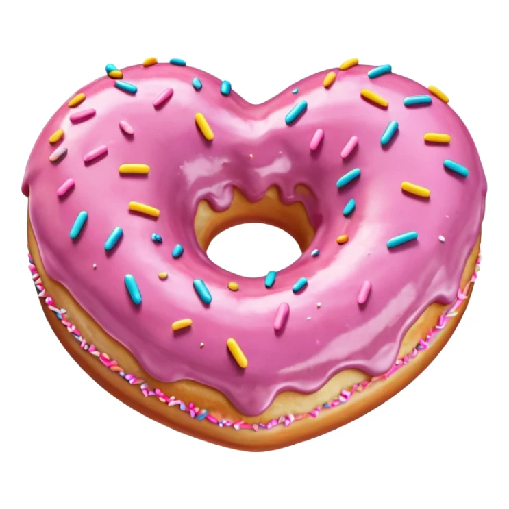 Realistic isolated heart shaped donut with mauve frosting. sticker