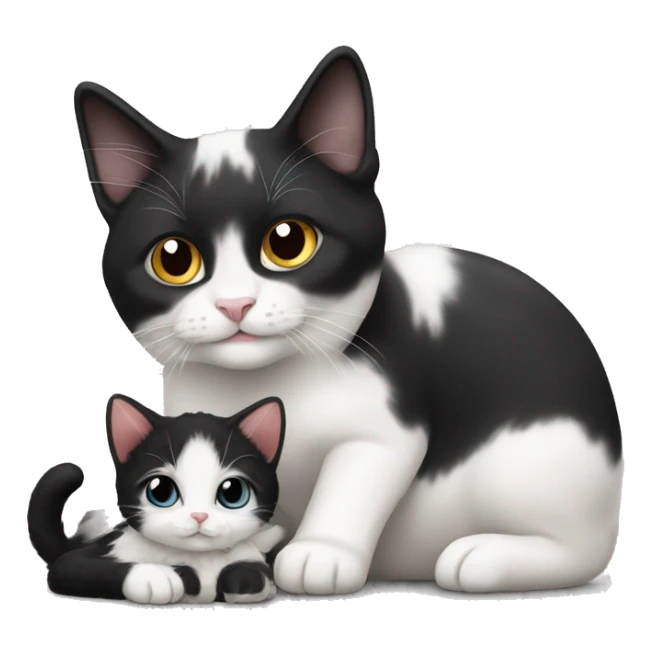 A black and white tuxedo cat with a lamb sticker