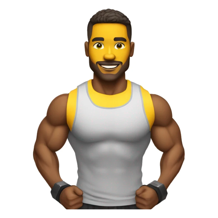 personal trainer with yellow skin holding dumbbells medium shot sticker