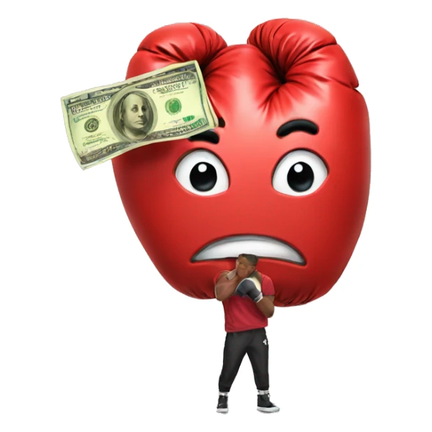 students in a boxing gloves with a money emoji on his head  sticker