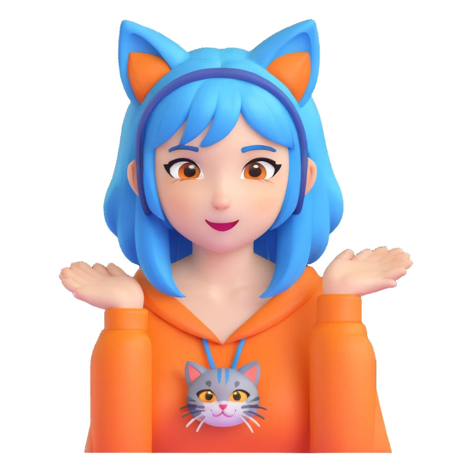 Beta, another member of Shadow Garden, with her blue hair, cat ears, and a playful expression. sticker