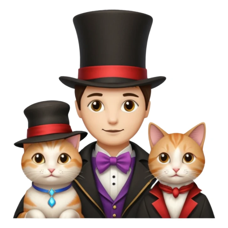 magician couple and their pet cat sticker