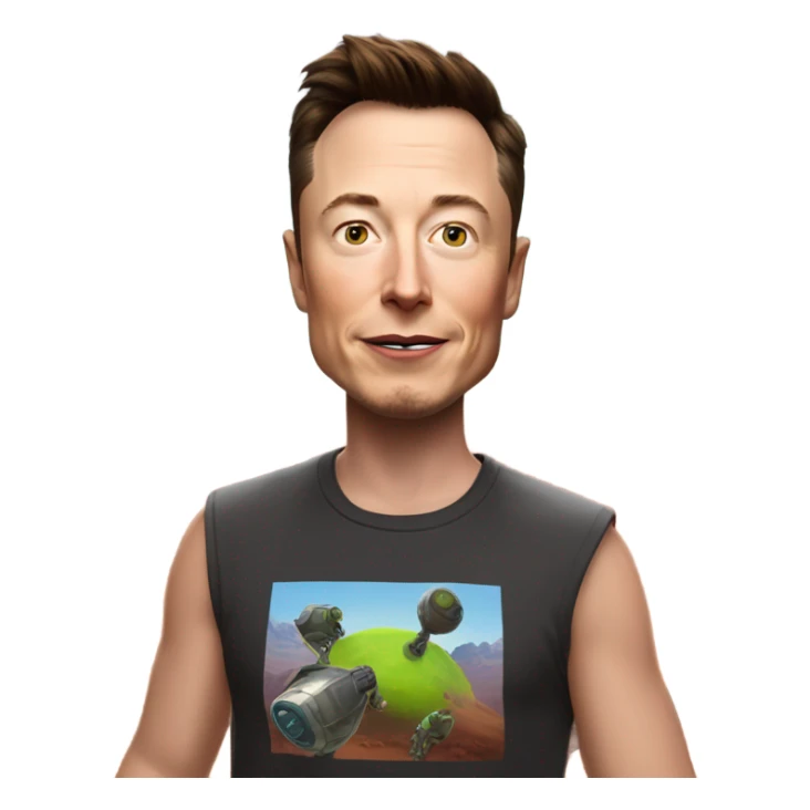 Elon musk with a Fortnite T shirt on mars sticker