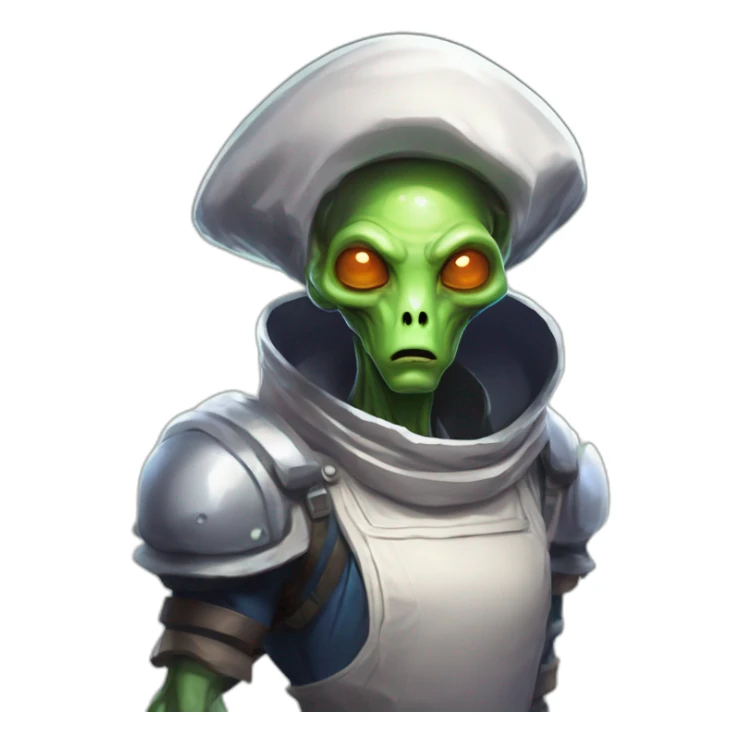 alien chef scifi roguelike rpg style inspired by slay the spire digital art sticker