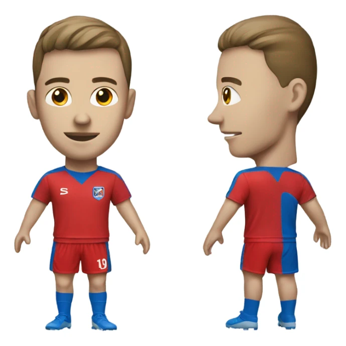 Footballer in blue and red shirt sticker