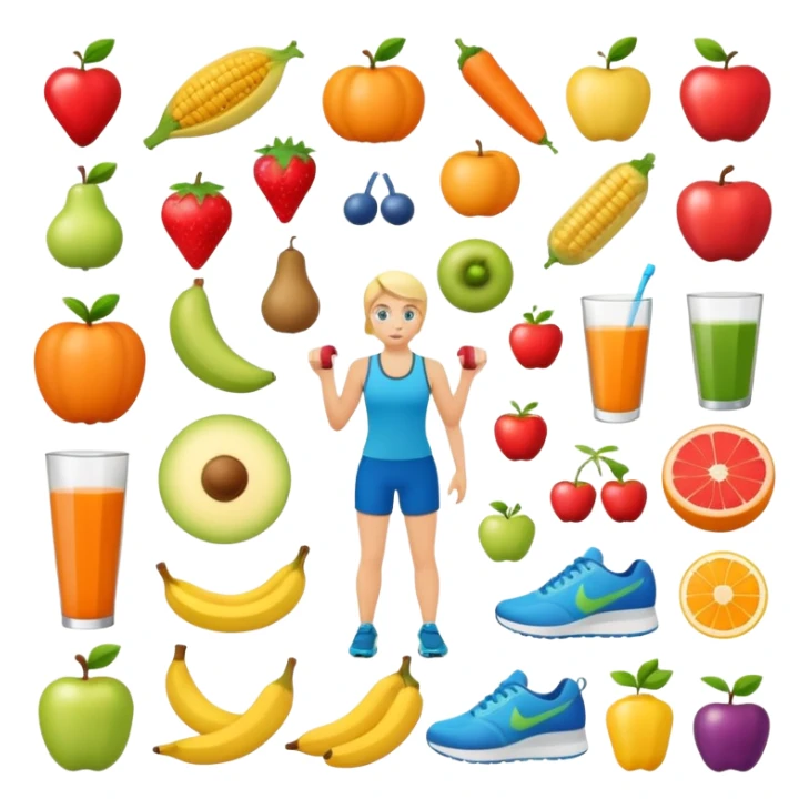 mach mir ein grafik für ein system von alltag ernährung und sport sticker