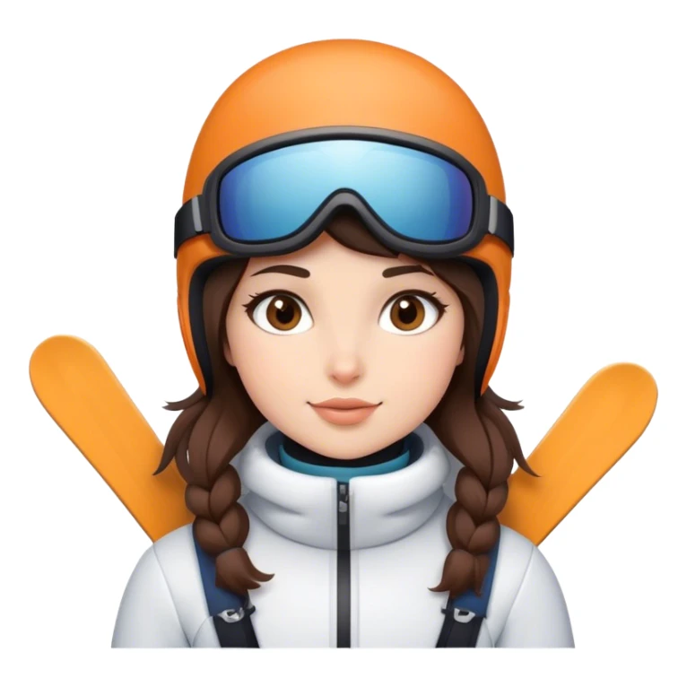 Cute brunette with light brown eyes skiing dressed in cute snow gear sticker
