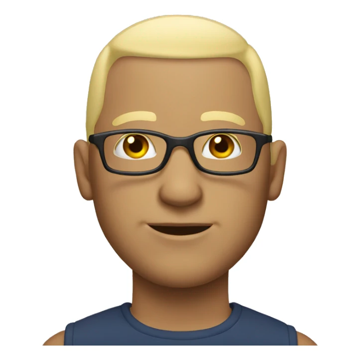 bald man with blond hair and glasses sticker