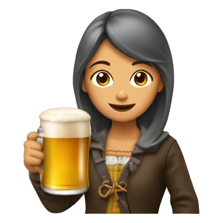 Fille avec un mulet long buvant de la bière  sticker