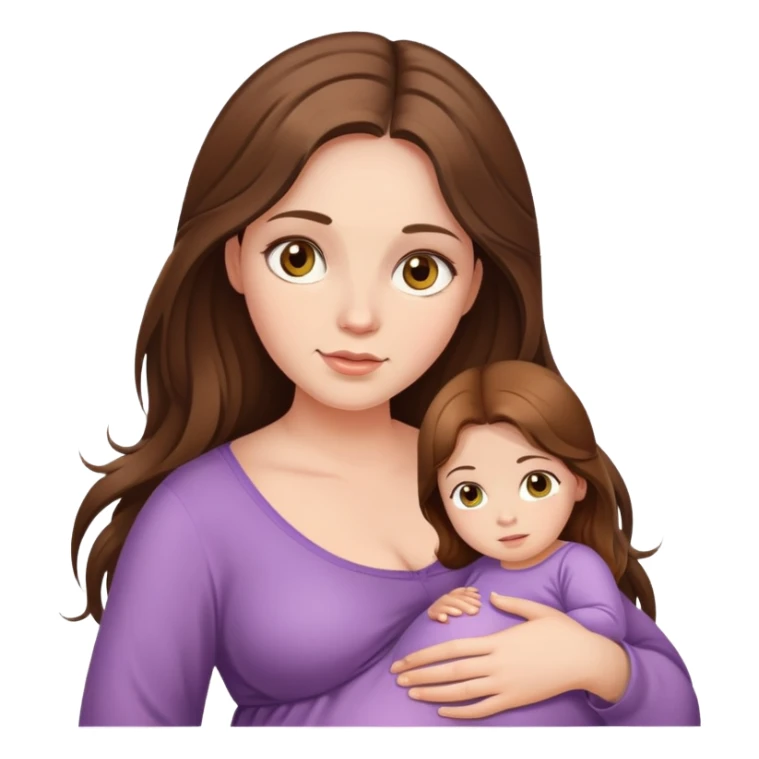 Pregnant woman with long brown hair and hazel eyes sticker
