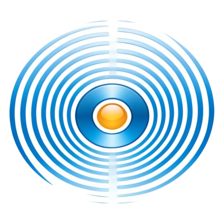 iOS-style 3D emoji: concentric curved sound waves radiating outward from a central point, with smooth glossy shading and soft light reflections sticker