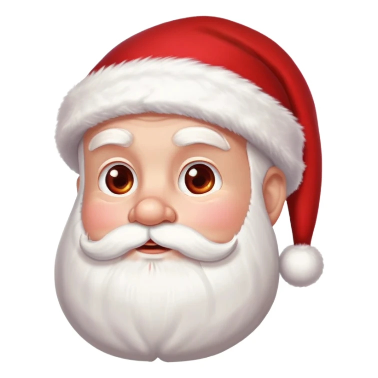 Santa Claus head with rosy cheeks, white beard, and red hat with white trim sticker