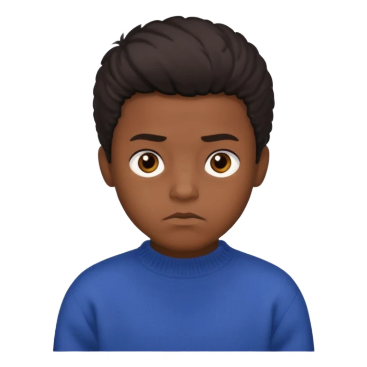 black boy with medium 4b hair serious face expression and dark brown eyes and sweater  sticker