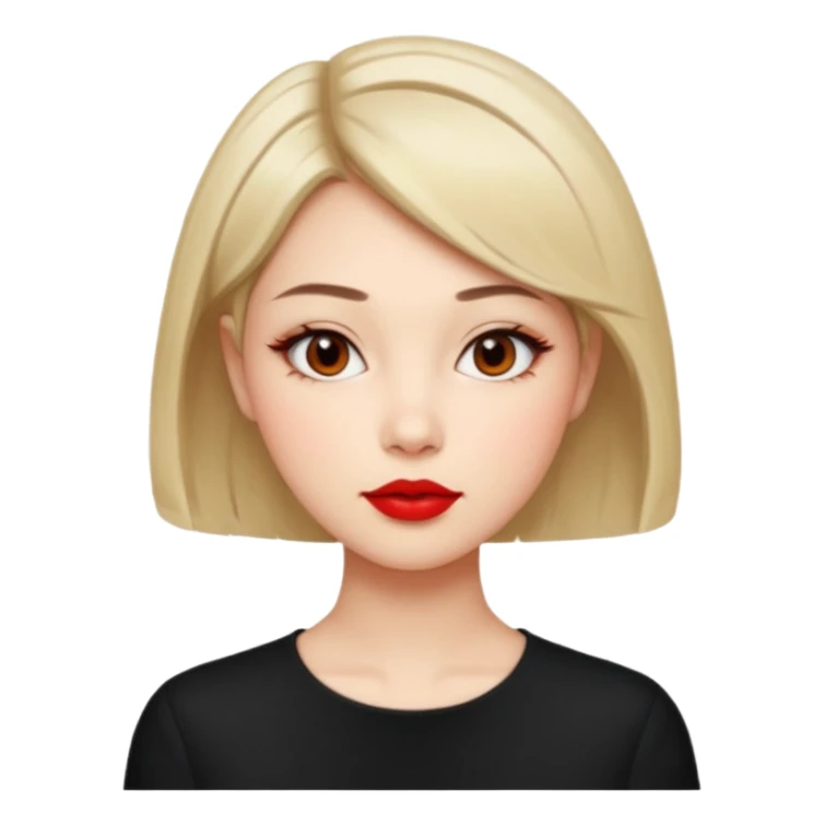 A woman in her 20s with medium short hair without bangs, with double eyelids, a round face shape, with a confident look on her face sticker