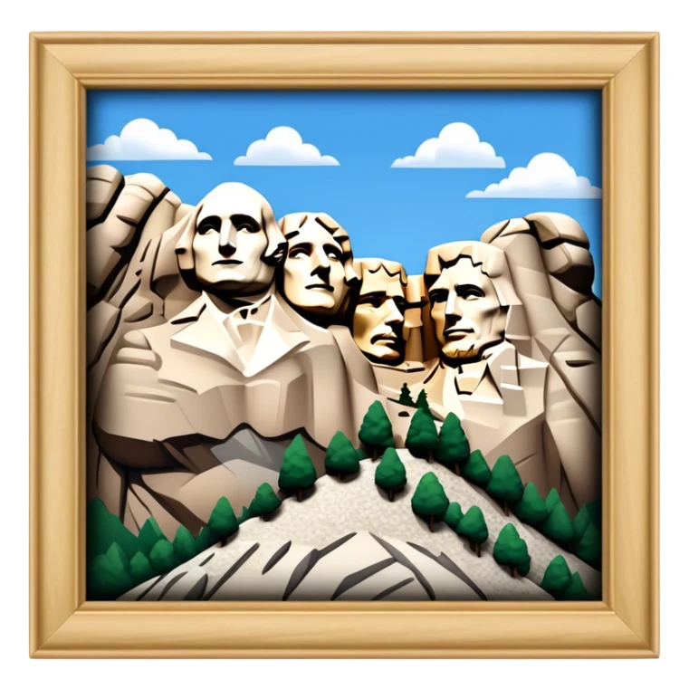 Mount Rushmore Landmark Emoji – Displaying the carved faces of four U.S. presidents in the granite mountainside. sticker