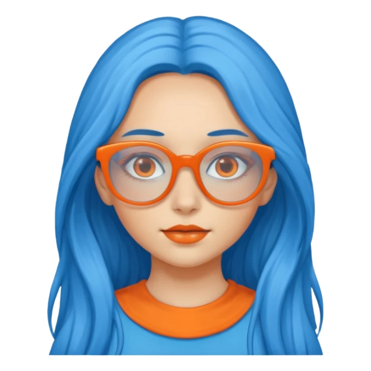 blue skinned orange glassed long haired girl sticker
