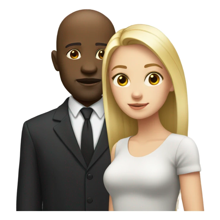 Blonde girl with bald Black man sticker