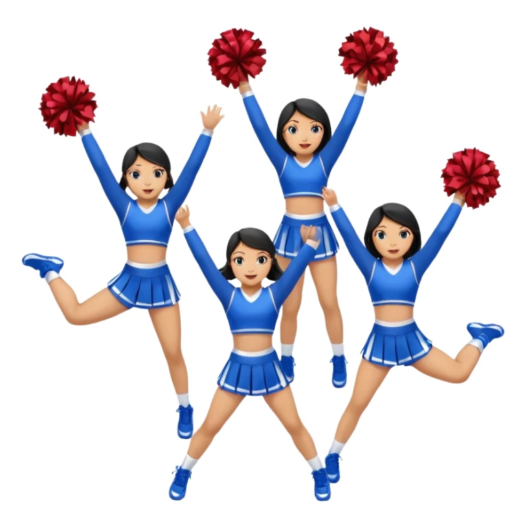 4 girls in a blue uniform cheer stunt Hispanic, Asian, black, and white sticker