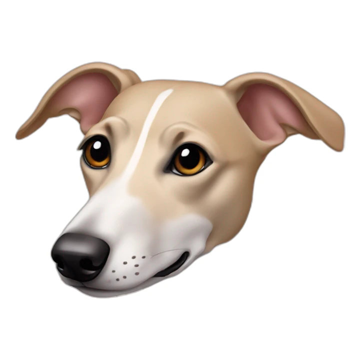 a beige whippet with hearts instead of eyes sticker