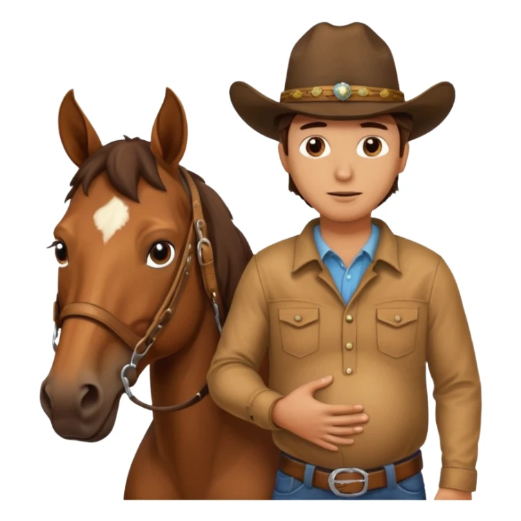 pregnant man with horse sticker