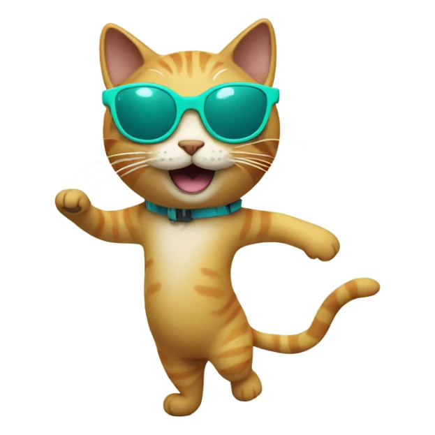 cat with teal colored swimming glasses, dancing sticker