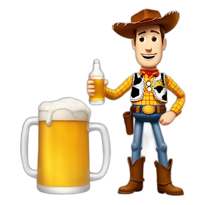 woody toy story holding a beer sticker