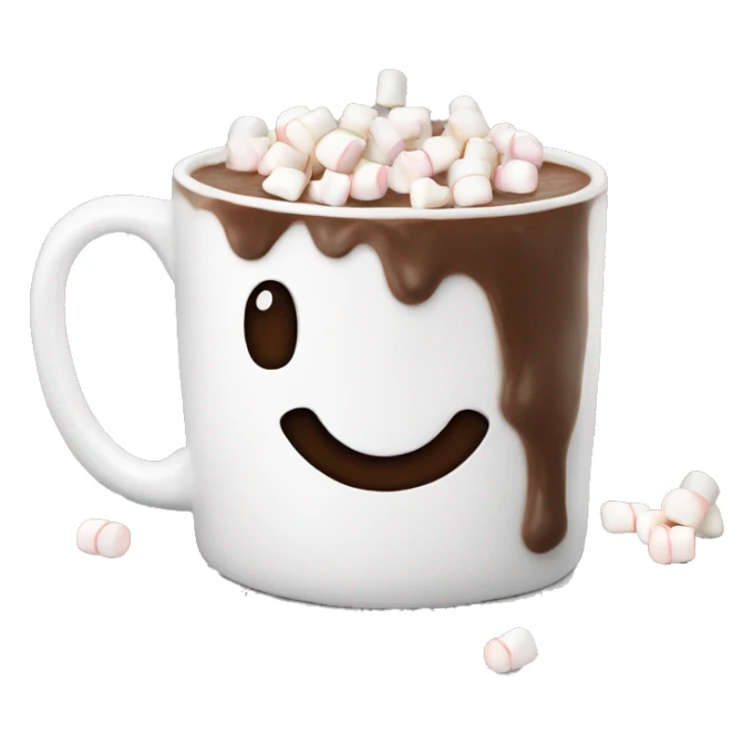 Hot chocolate in a white mug with marshmallows on top sticker