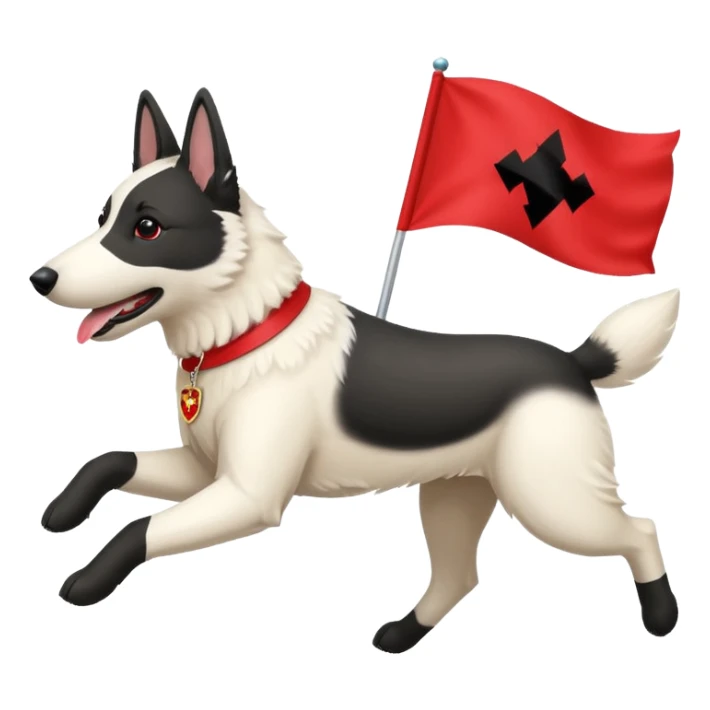 White belgian Shepard Runs away from police car and says "ACAB" sticker