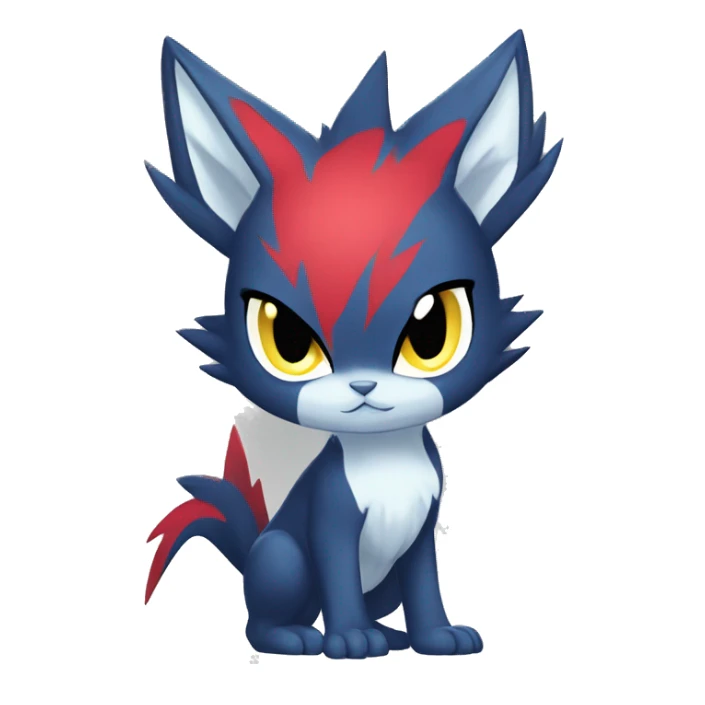 Edgy Cool Chibi Sneasel-Quilava-Absol-Pokémon-fusion-cat Full Body sticker
