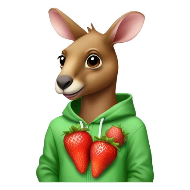  kangaroo red wearing hoodie eating strawberries  sticker