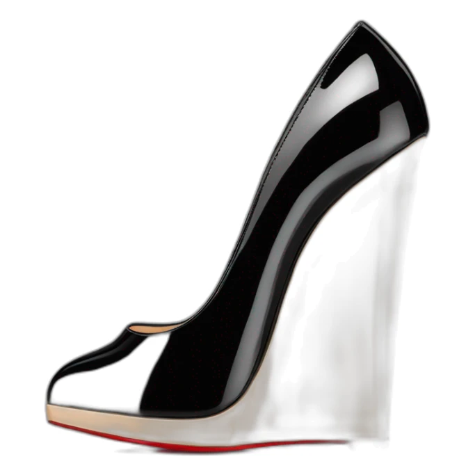 One WEDGE heel LOUBOUTIN black PATENT sticker