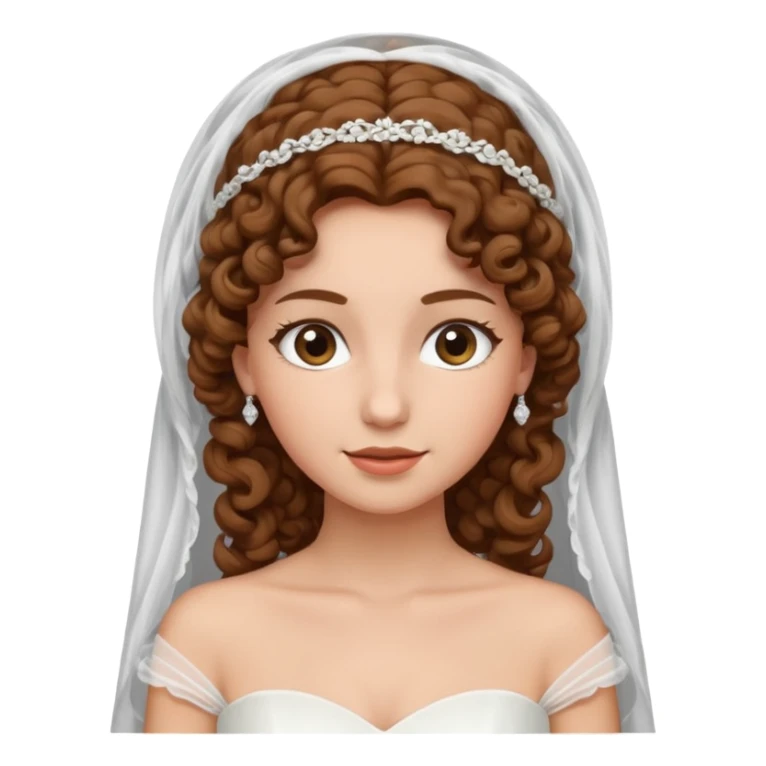 A bride with a curly brown hair and veil sticker