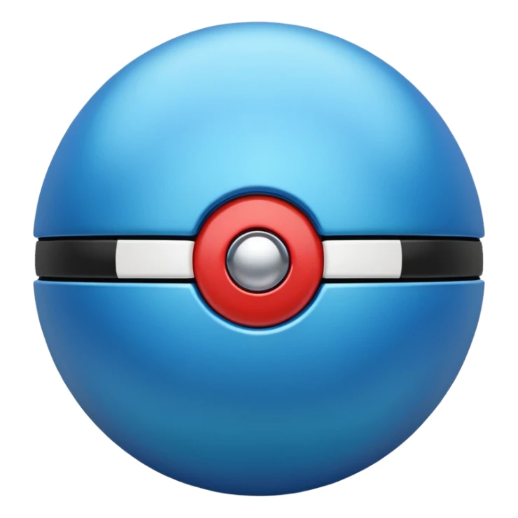 blue pokeball emoji, top half is a more saturated blue, bottom half is white, black stripe, with a metallic sheen sticker
