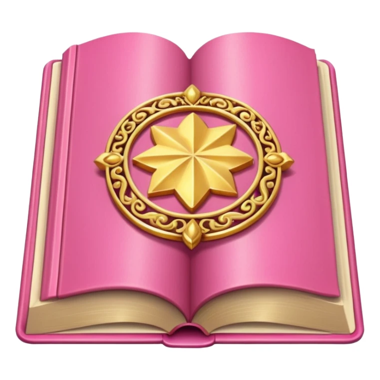 An open pink book with golden detailsls sticker