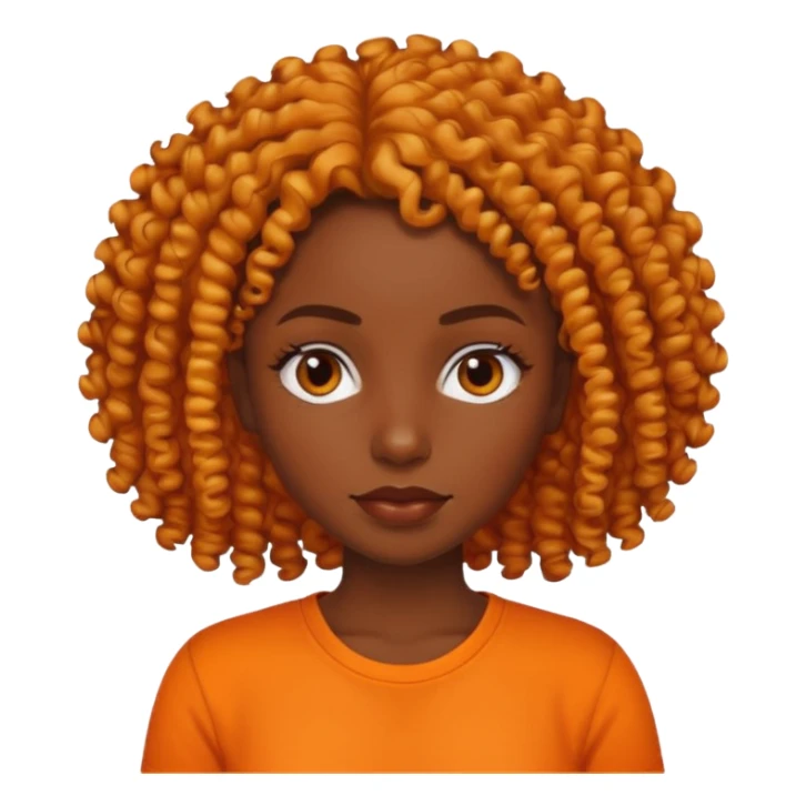 dark skin woman with organge shirt and curly hair sticker