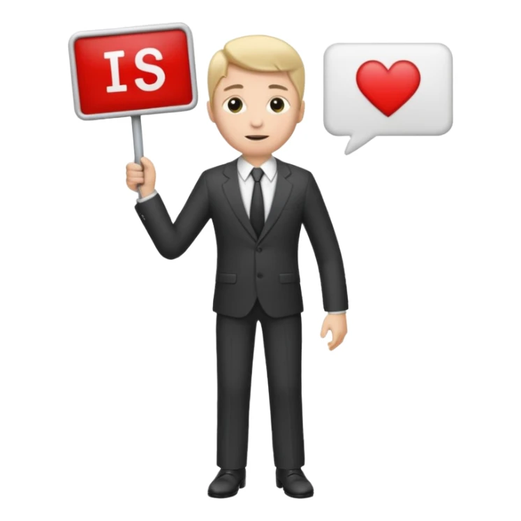 man holding up an open sign, full body sticker