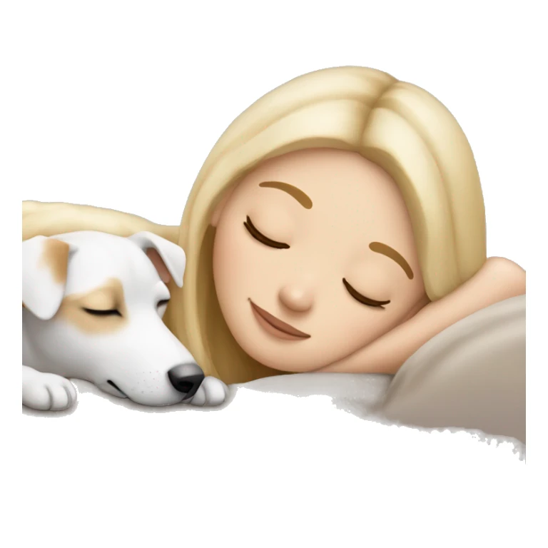 White blonde girl who sleeping in cuddle with her jack russel  sticker