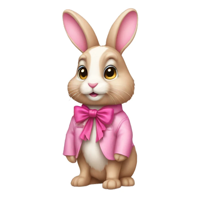 Bunny wearing a pink bow and fur coat  sticker