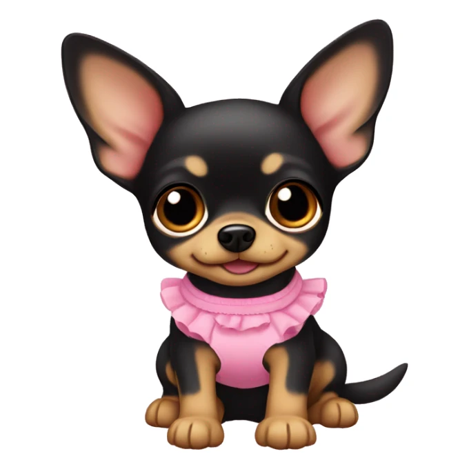 black & tan chihuahua puppy wearing a pink dress sticker