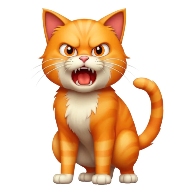 angry cat with fur standing up and hissing sticker