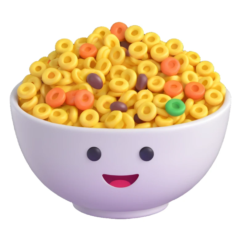 a bowl of cereal, 3D emoji style sticker