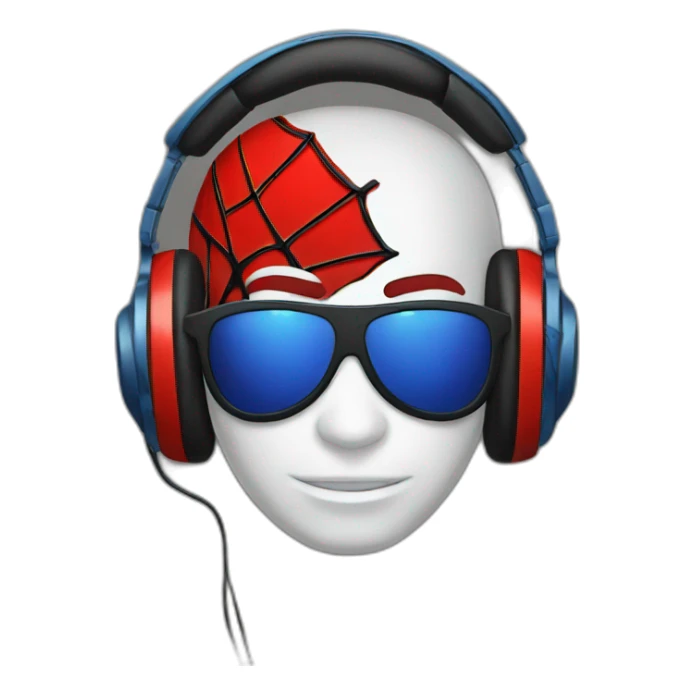 dj spider man wearing headphones. sticker