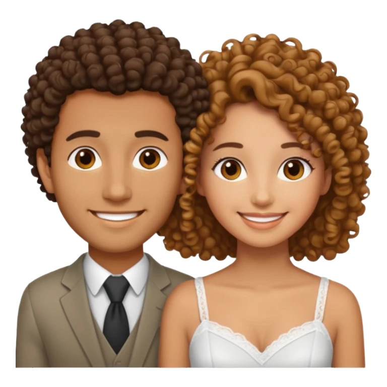 married curly girl & straight hair brown guy sticker