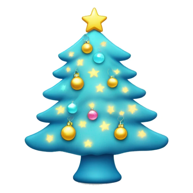 Light blue Christmas tree with pretty lights and a cute star. sticker