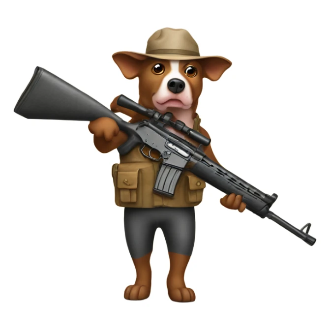 Hog dog carrying a rifle sticker