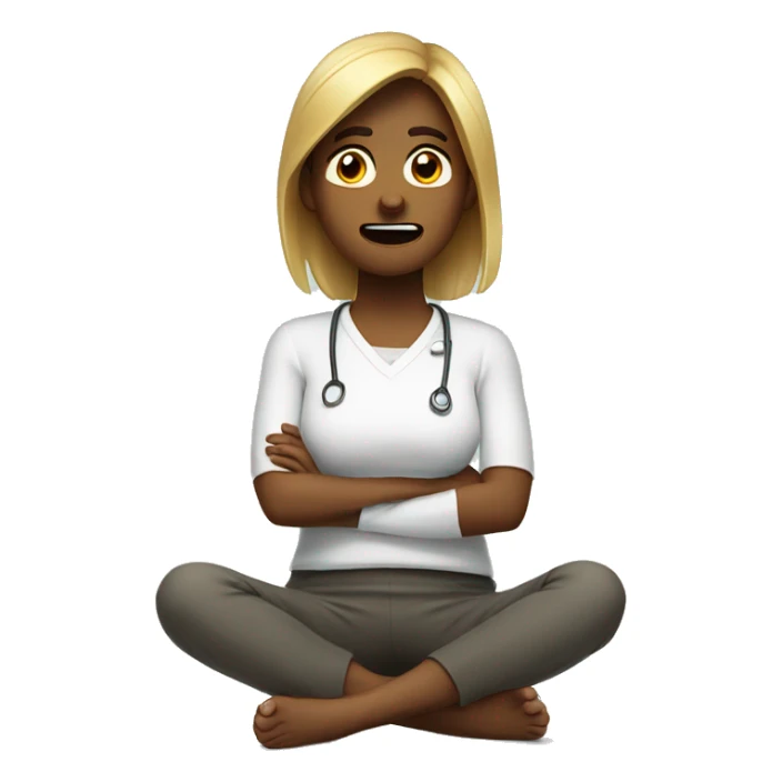 A tired wellness content creator who looks frustrated  sticker