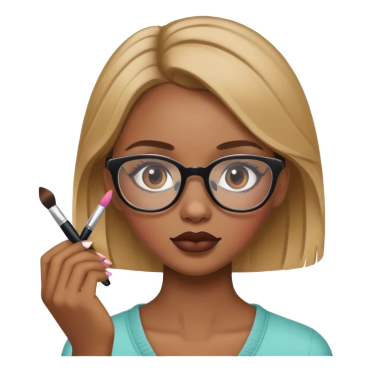  Dark blonde Girl with glasses doing her make up  sticker